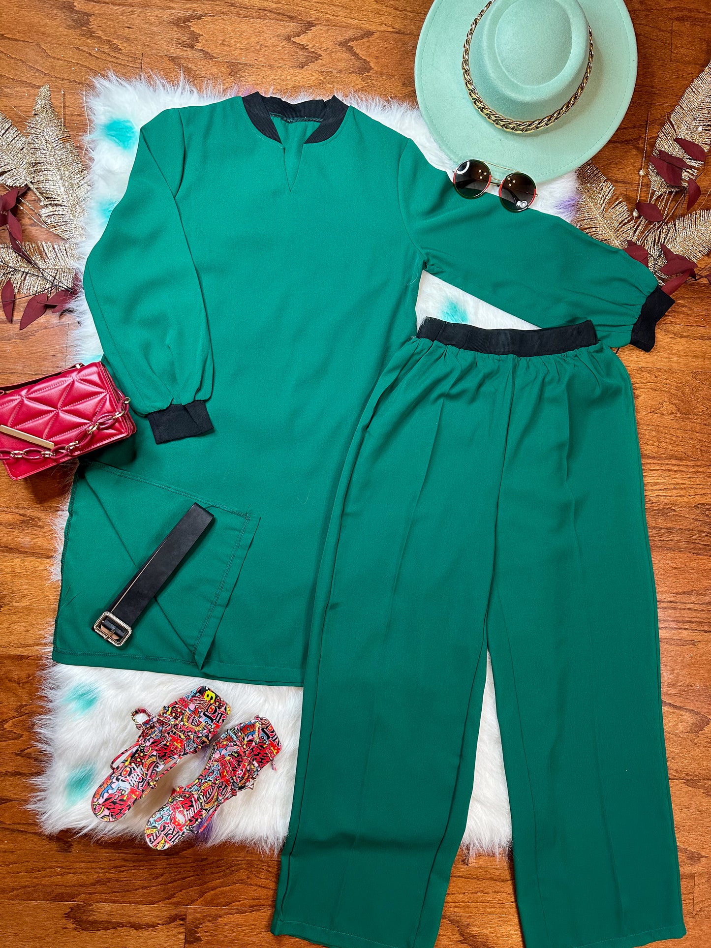 YOU AFRICAN SOLID COLOR TWO PIECE SET
