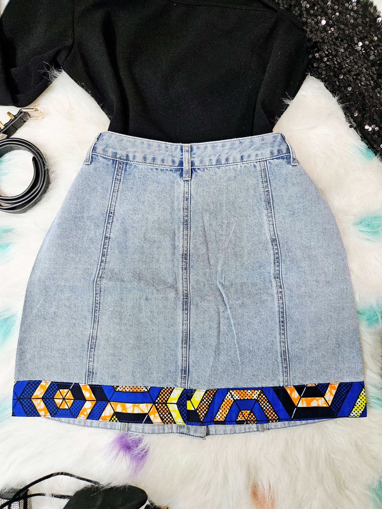 TRENDY AFRICAN BUTTON FLY STRAIGHT SKIRT