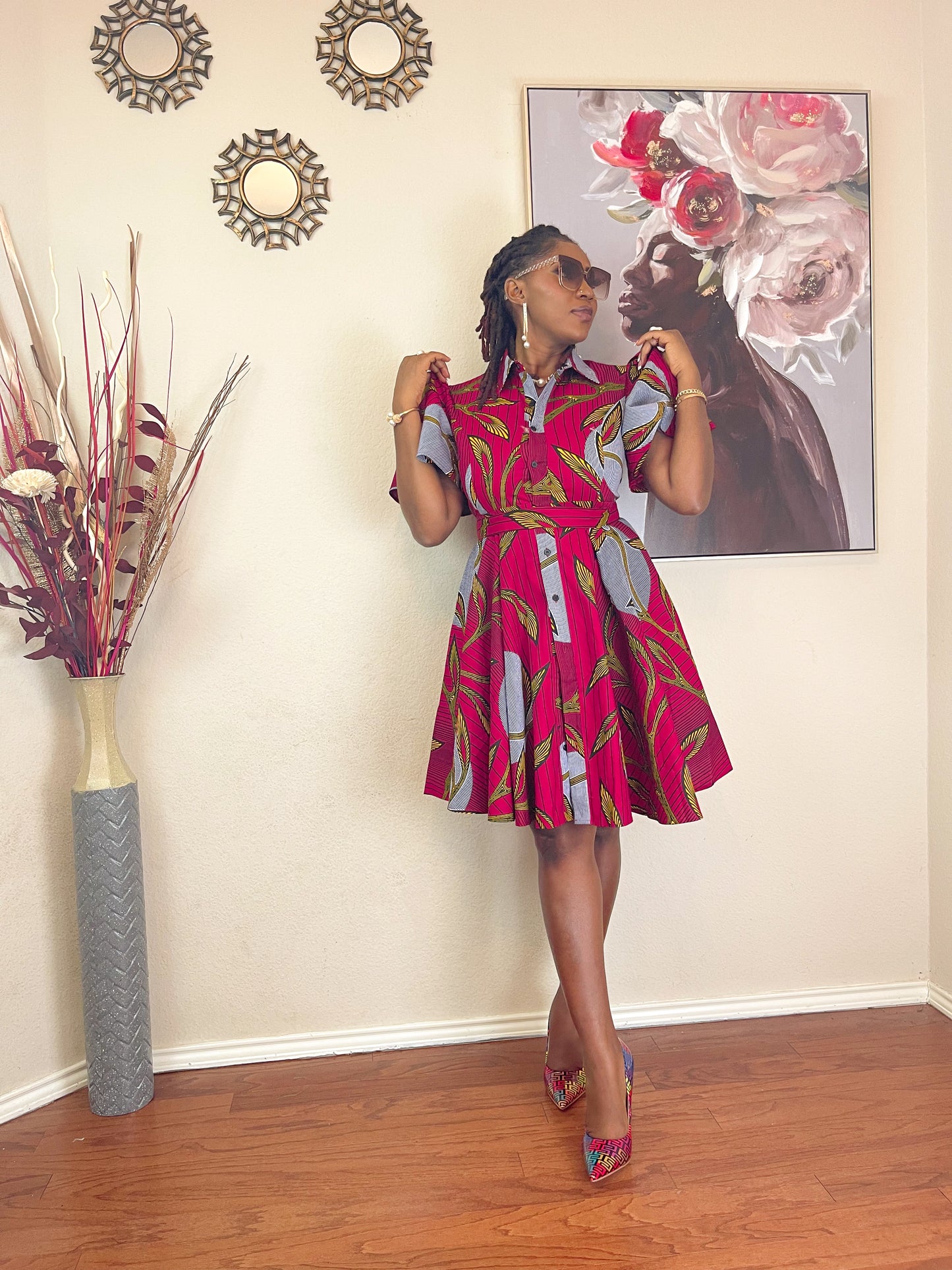 TRENDY AFRICAN CLASSIC-COLLAR DRESS