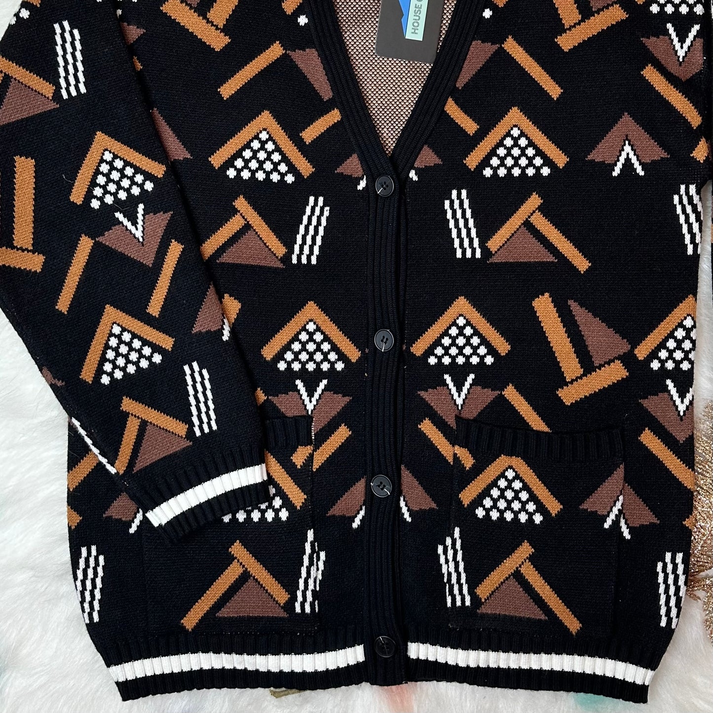 YOU AFRICAN KENTE KNITTED POCKET CARDIGAN