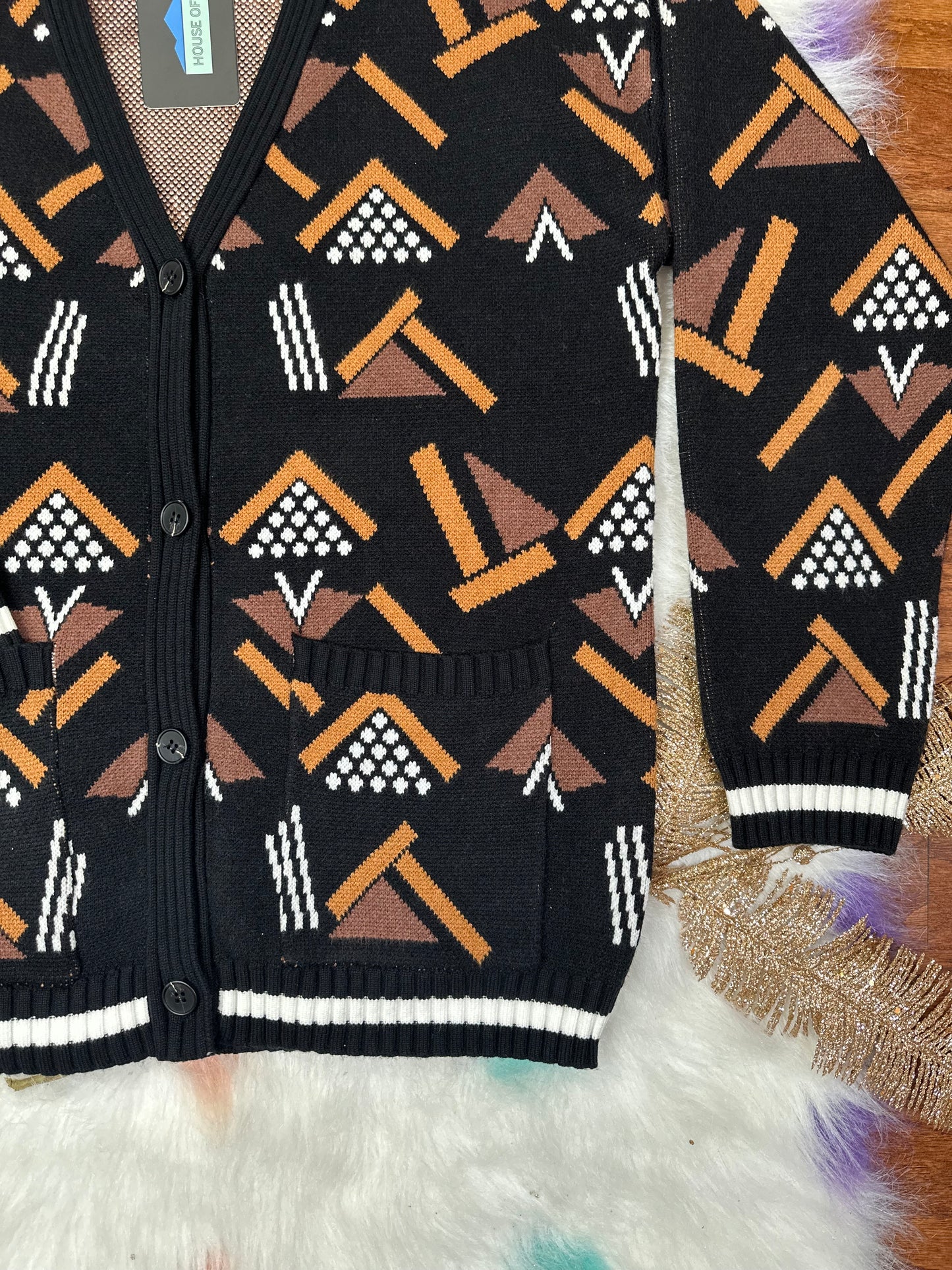 YOU AFRICAN KENTE KNITTED POCKET CARDIGAN