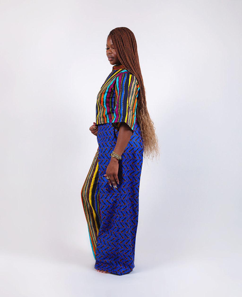 THE AFIA SPLIT-PATTERN PANT SET