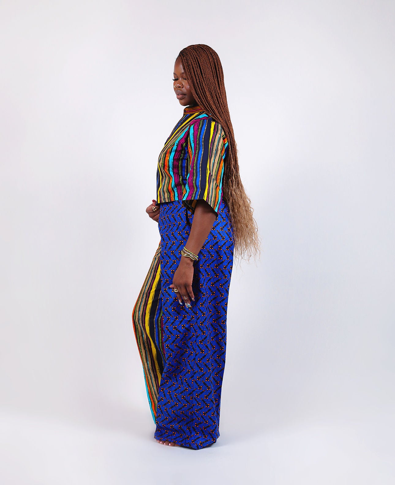 THE AFIA SPLIT-PATTERN PANT SET