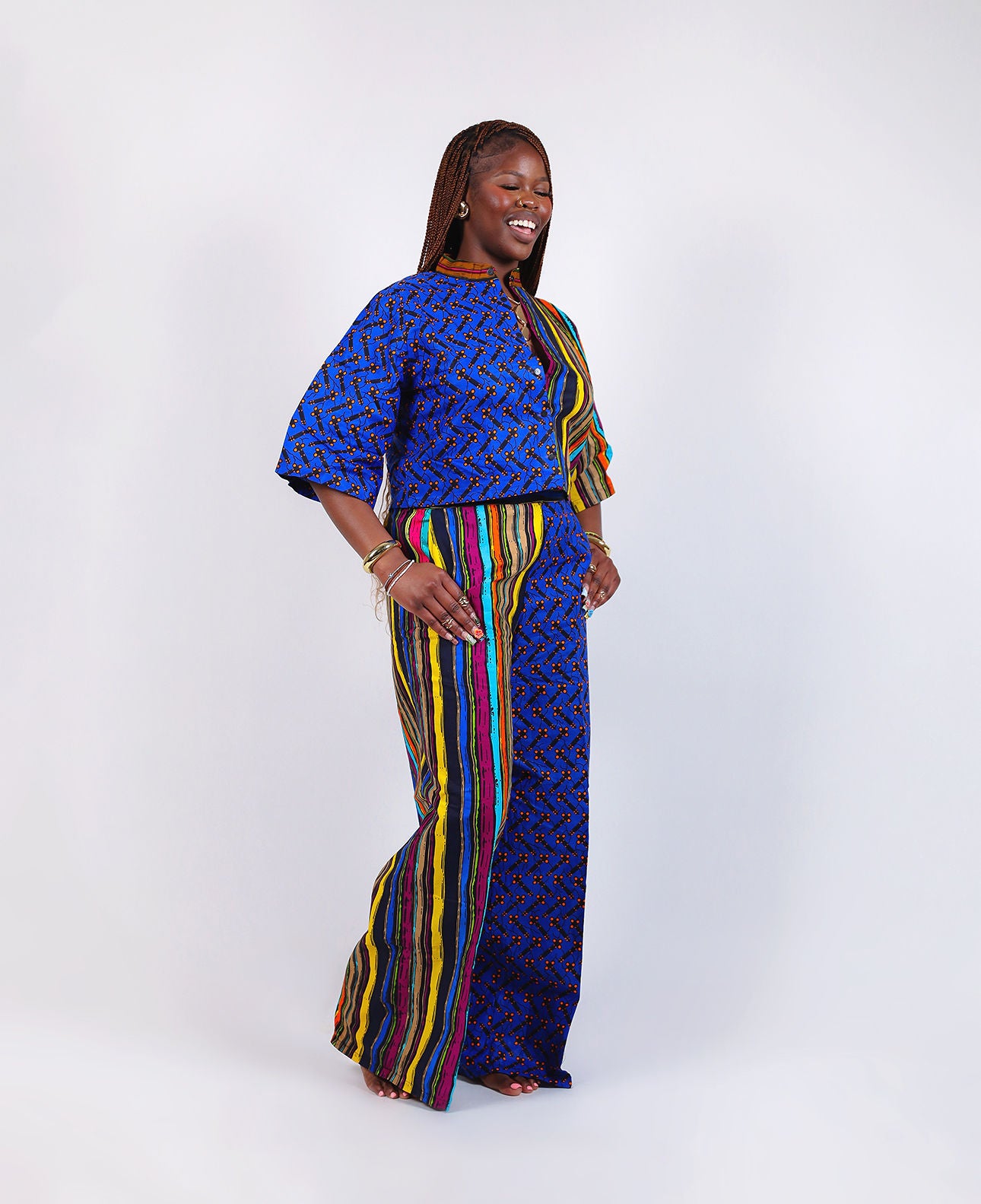 THE AFIA SPLIT-PATTERN PANT SET