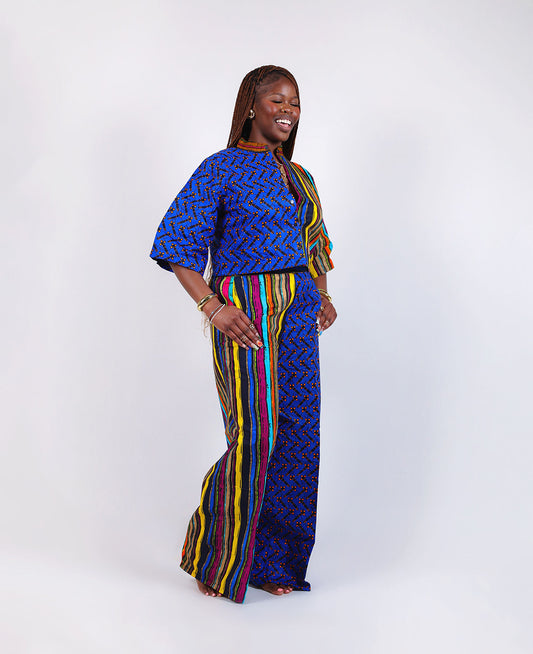 THE AFIA SPLIT-PATTERN PANT SET