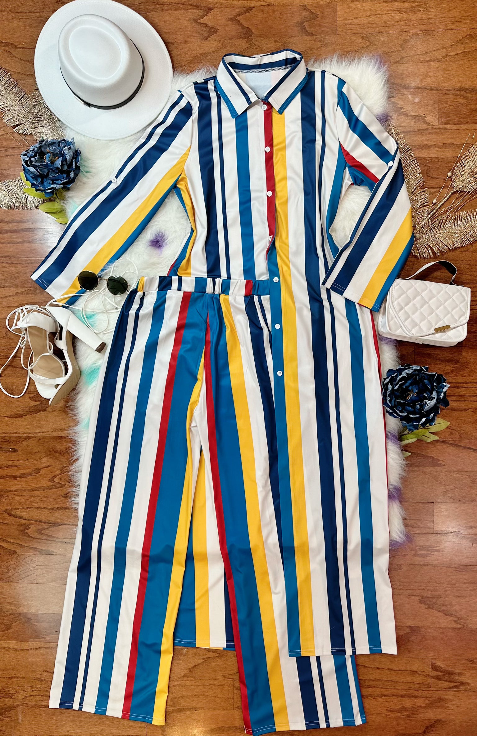 YOU AFRICAN STRIPPED TWO-PIECE SET