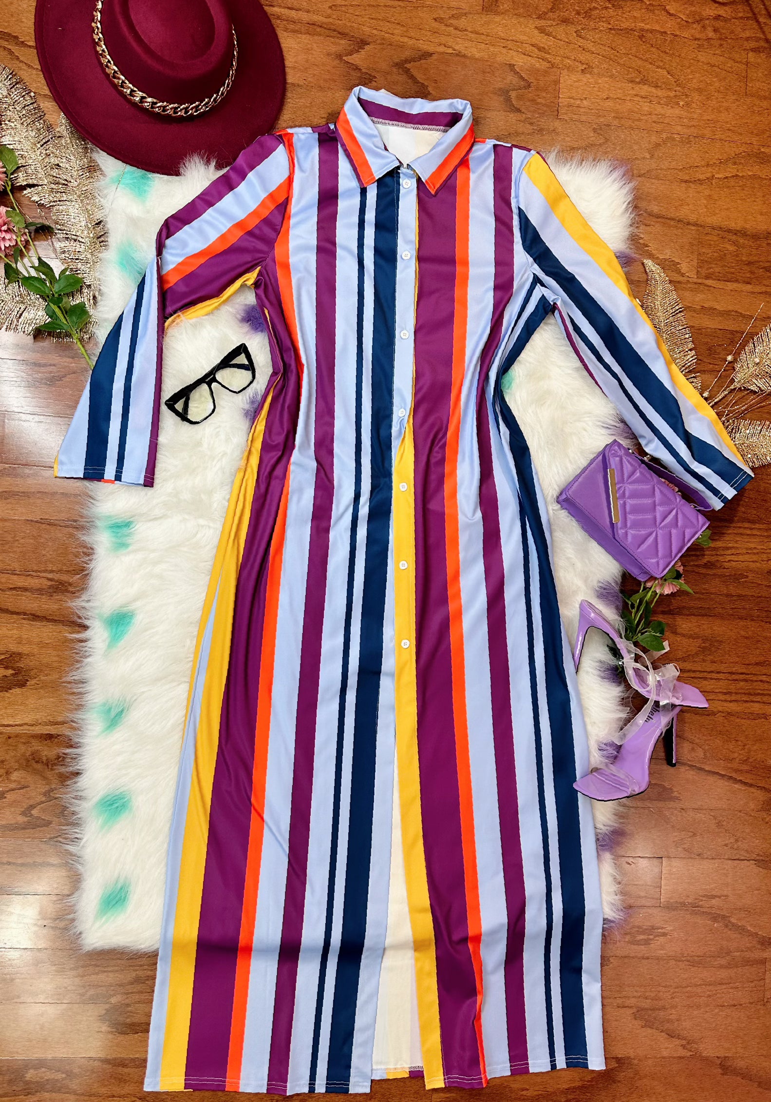 YOU AFRICAN STRIPPED TWO-PIECE SET
