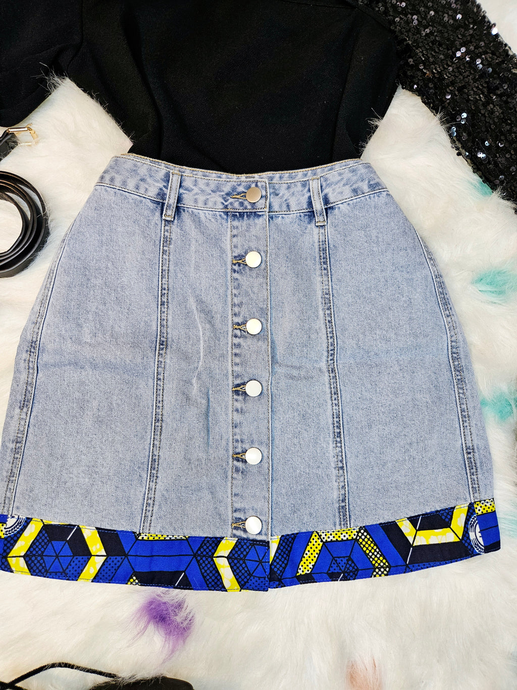 TRENDY AFRICAN BUTTON FLY STRAIGHT SKIRT