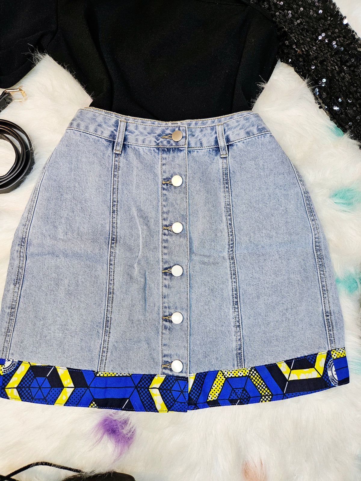 TRENDY AFRICAN BUTTON FLY STRAIGHT SKIRT