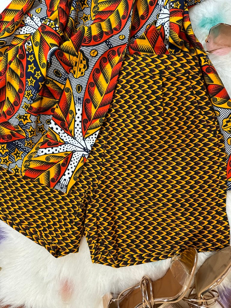 YOU AFRICAN MIX & MATCH SHORT AND KIMONO SET
