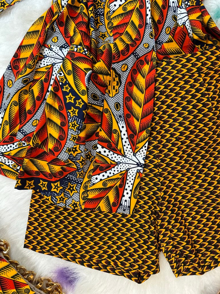 YOU AFRICAN MIX & MATCH SHORT AND KIMONO SET