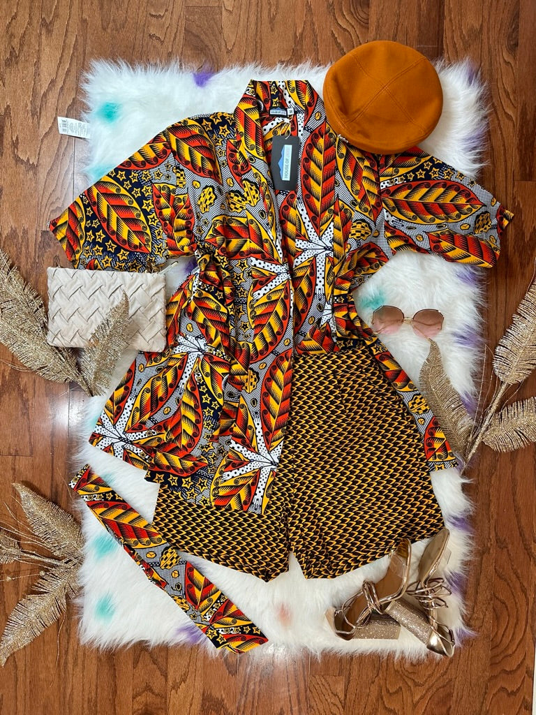 YOU AFRICAN MIX & MATCH SHORT AND KIMONO SET