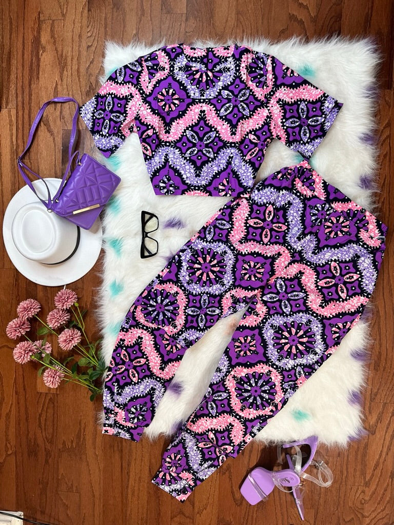 YOU AFRICAN PANT AND CROP TOP SET