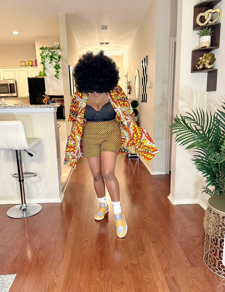 YOU AFRICAN MIX & MATCH SHORT AND KIMONO SET