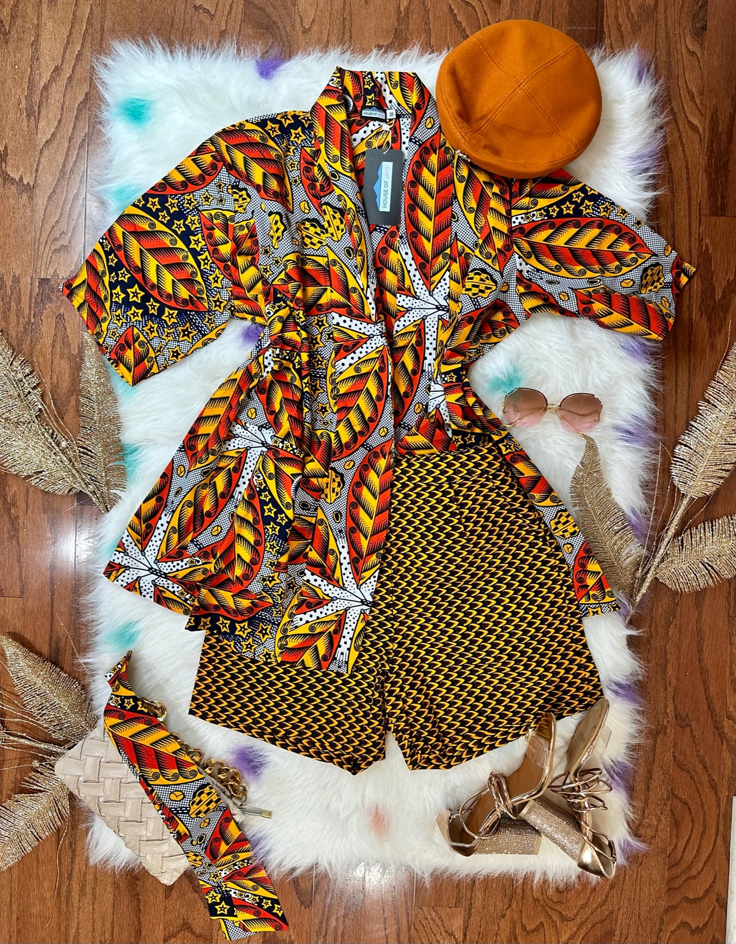 YOU AFRICAN MIX & MATCH SHORT AND KIMONO SET