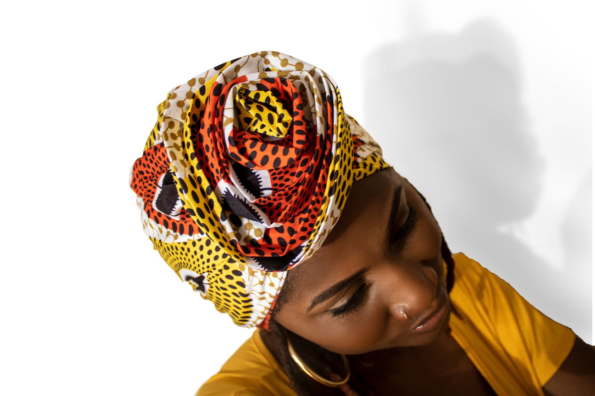 TRENDY AFRICAN FLOWER TURBAN HAT