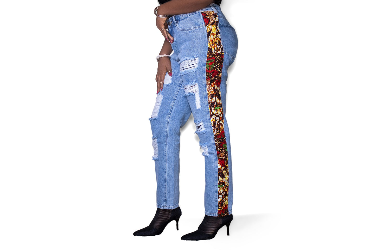 TRENDY AFRICAN SIDE PATTERN PRINT JEAN