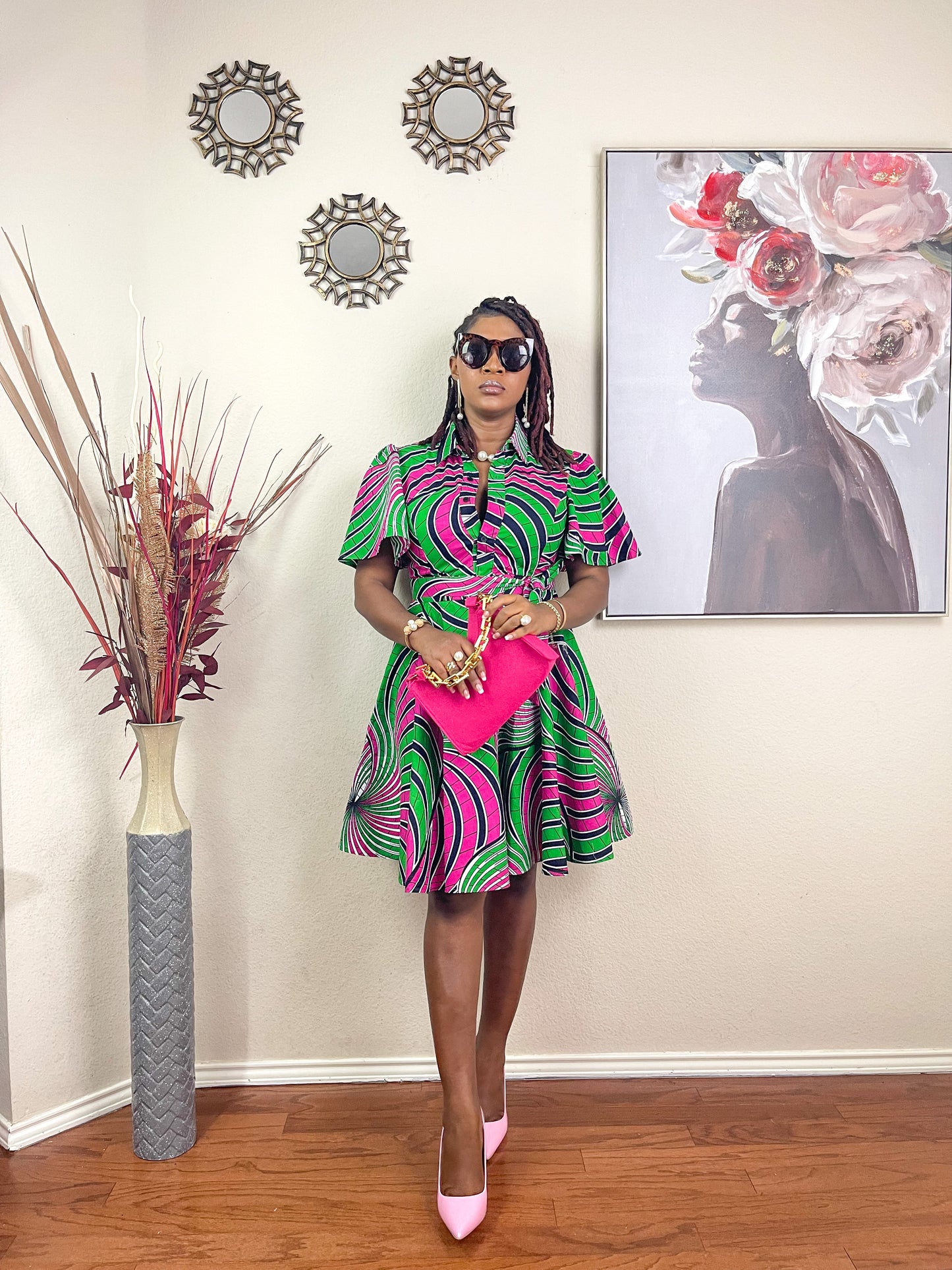 TRENDY AFRICAN CLASSIC-COLLAR DRESS