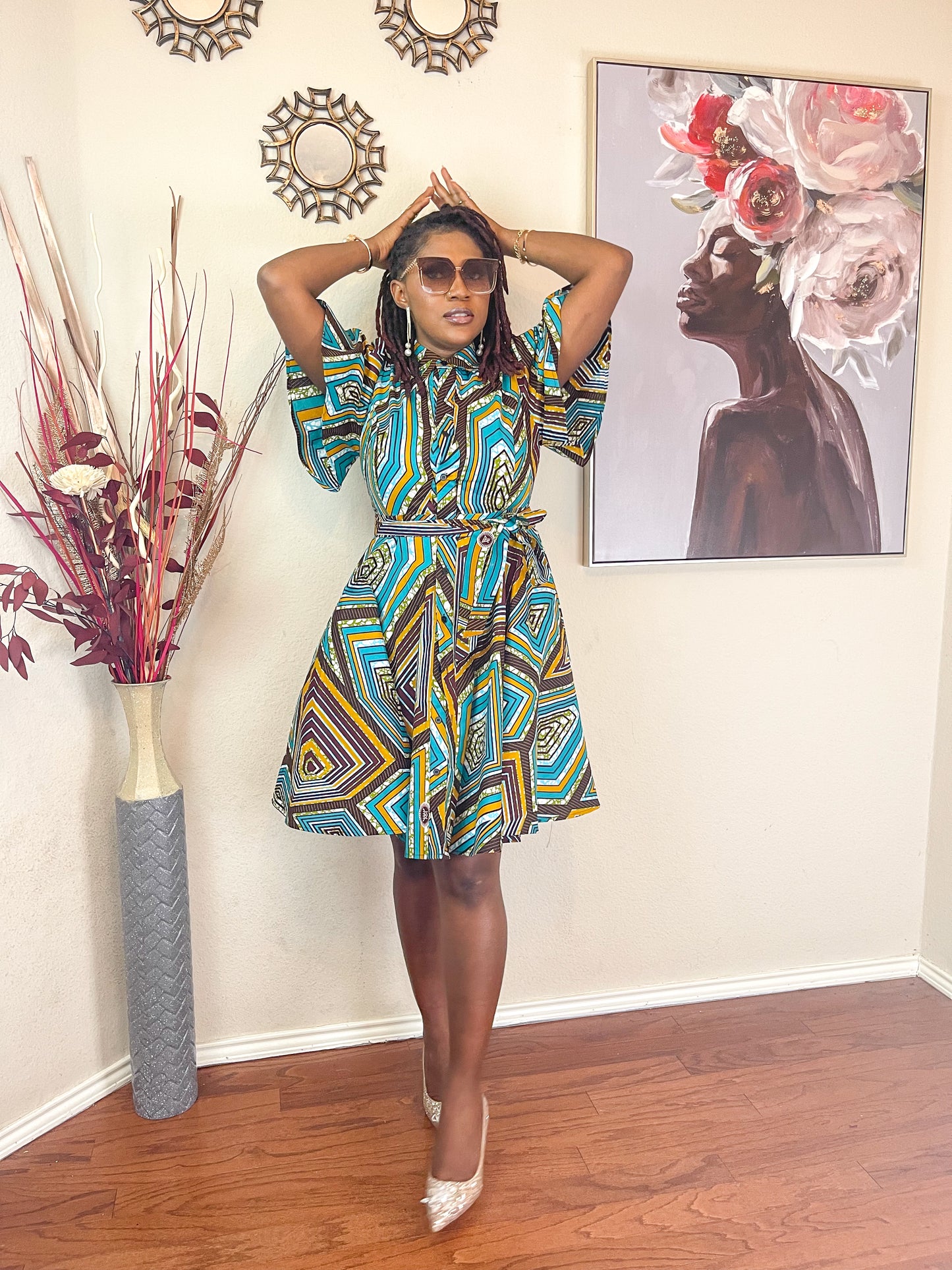 TRENDY AFRICAN CLASSIC-COLLAR DRESS