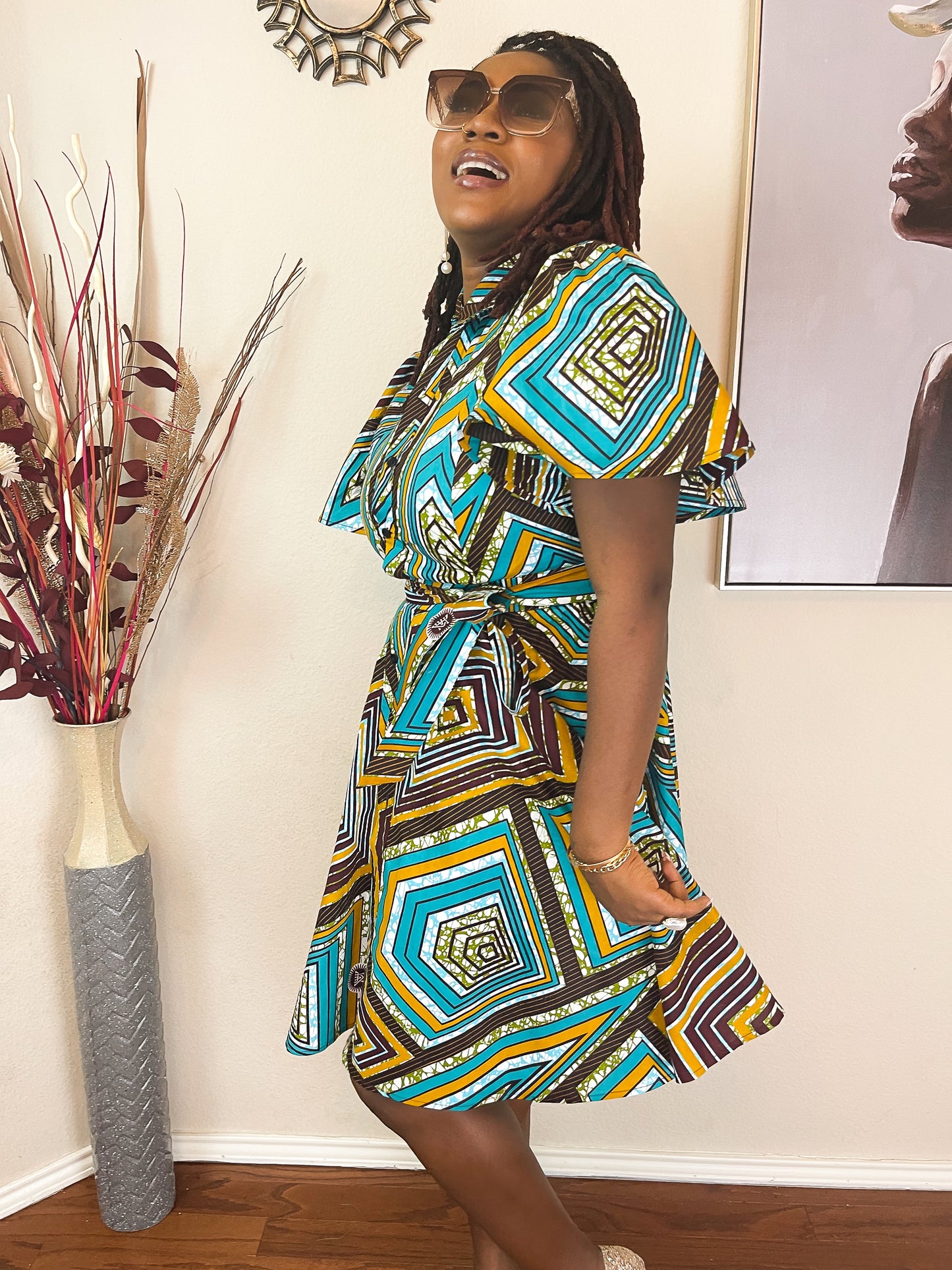 TRENDY AFRICAN CLASSIC-COLLAR DRESS