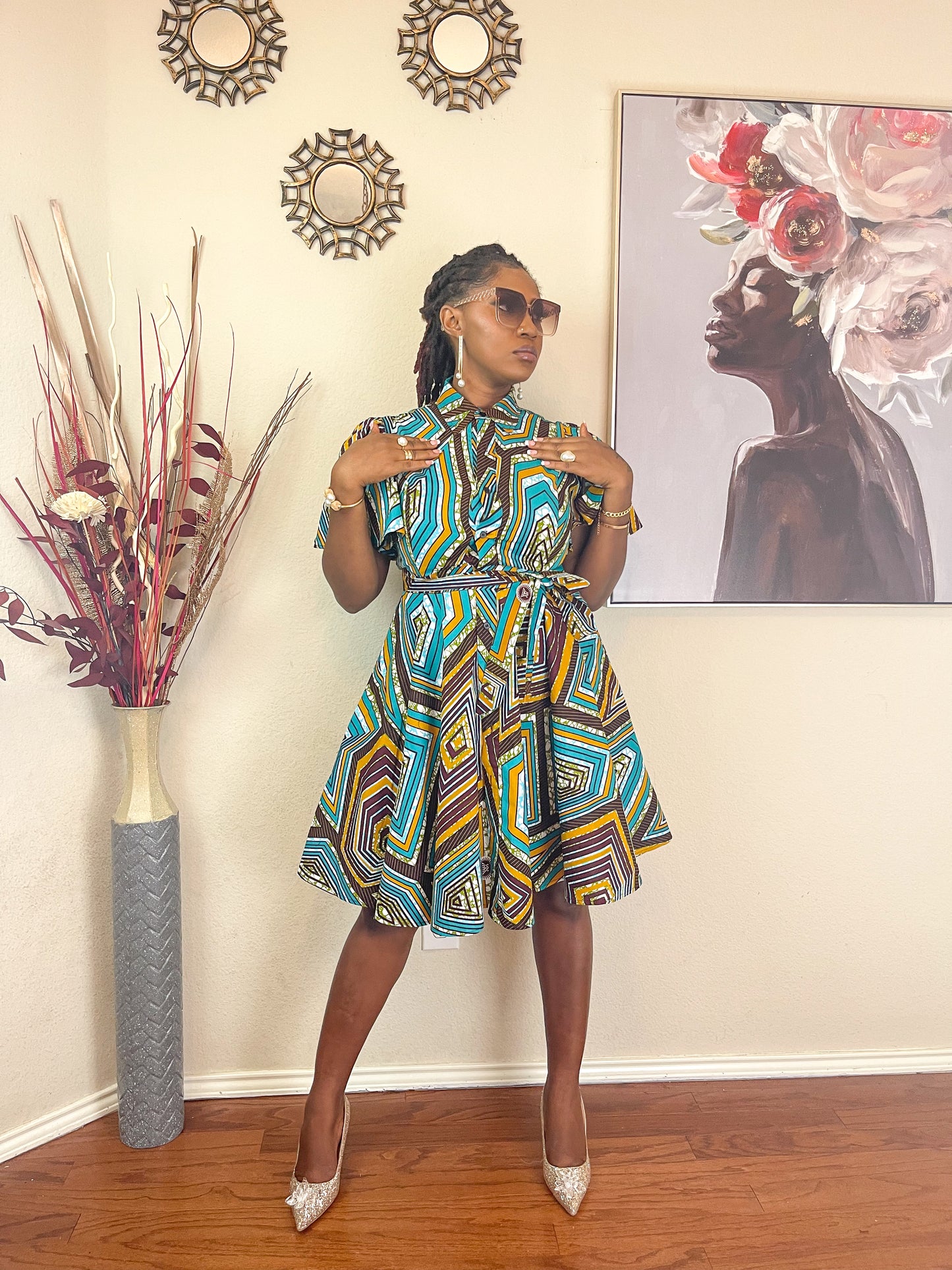 TRENDY AFRICAN CLASSIC-COLLAR DRESS