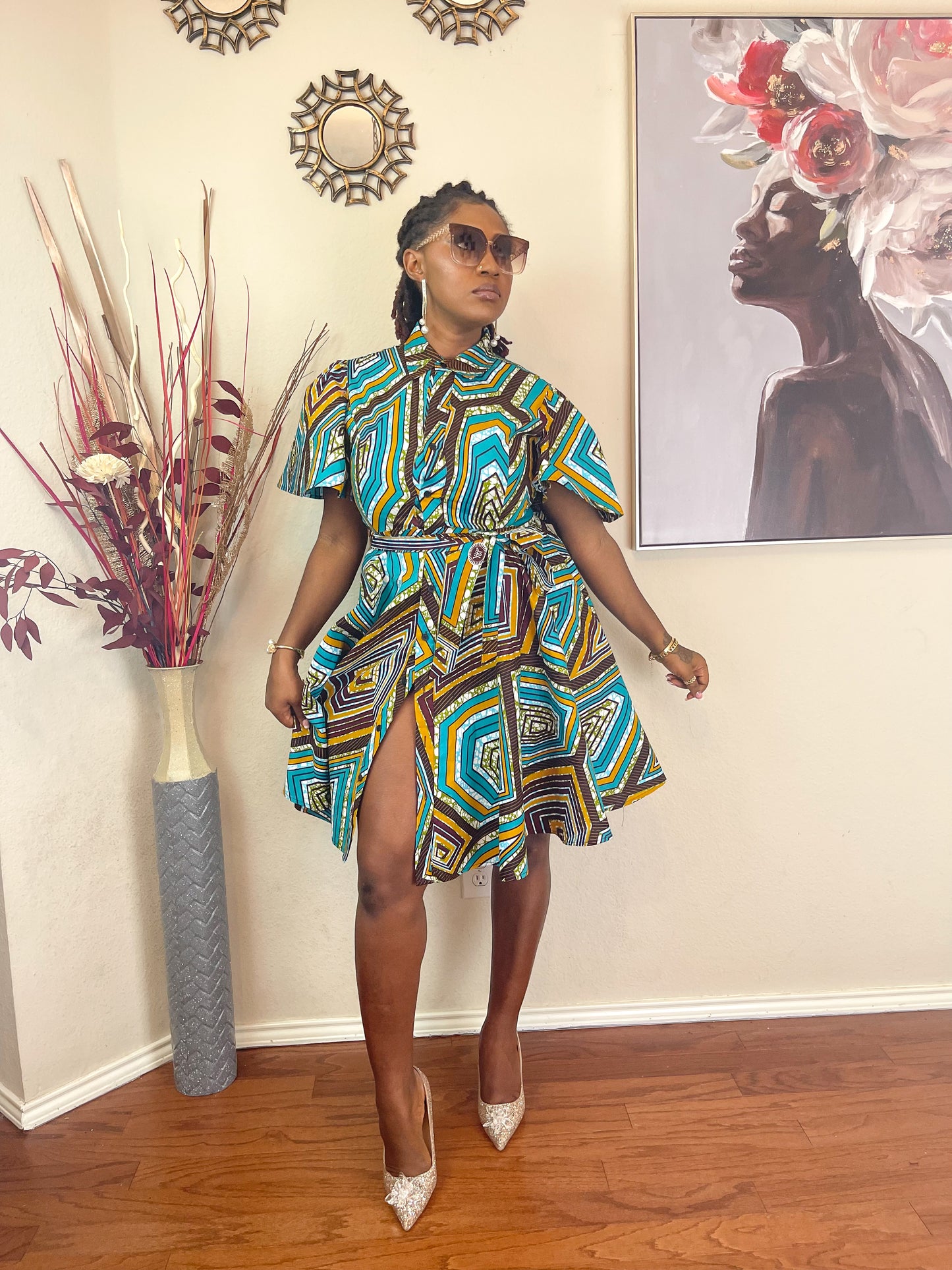 TRENDY AFRICAN CLASSIC-COLLAR DRESS