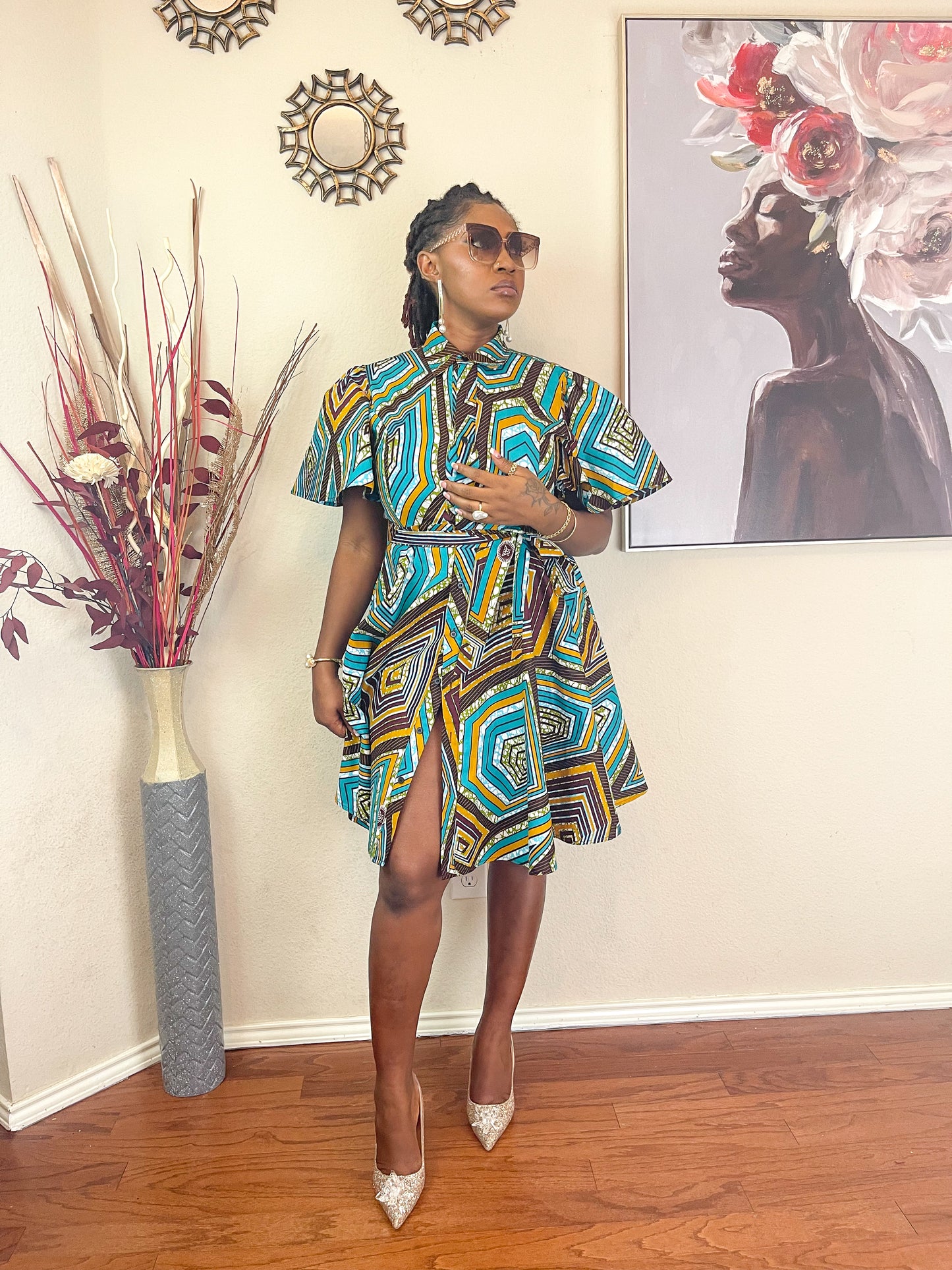 TRENDY AFRICAN CLASSIC-COLLAR DRESS