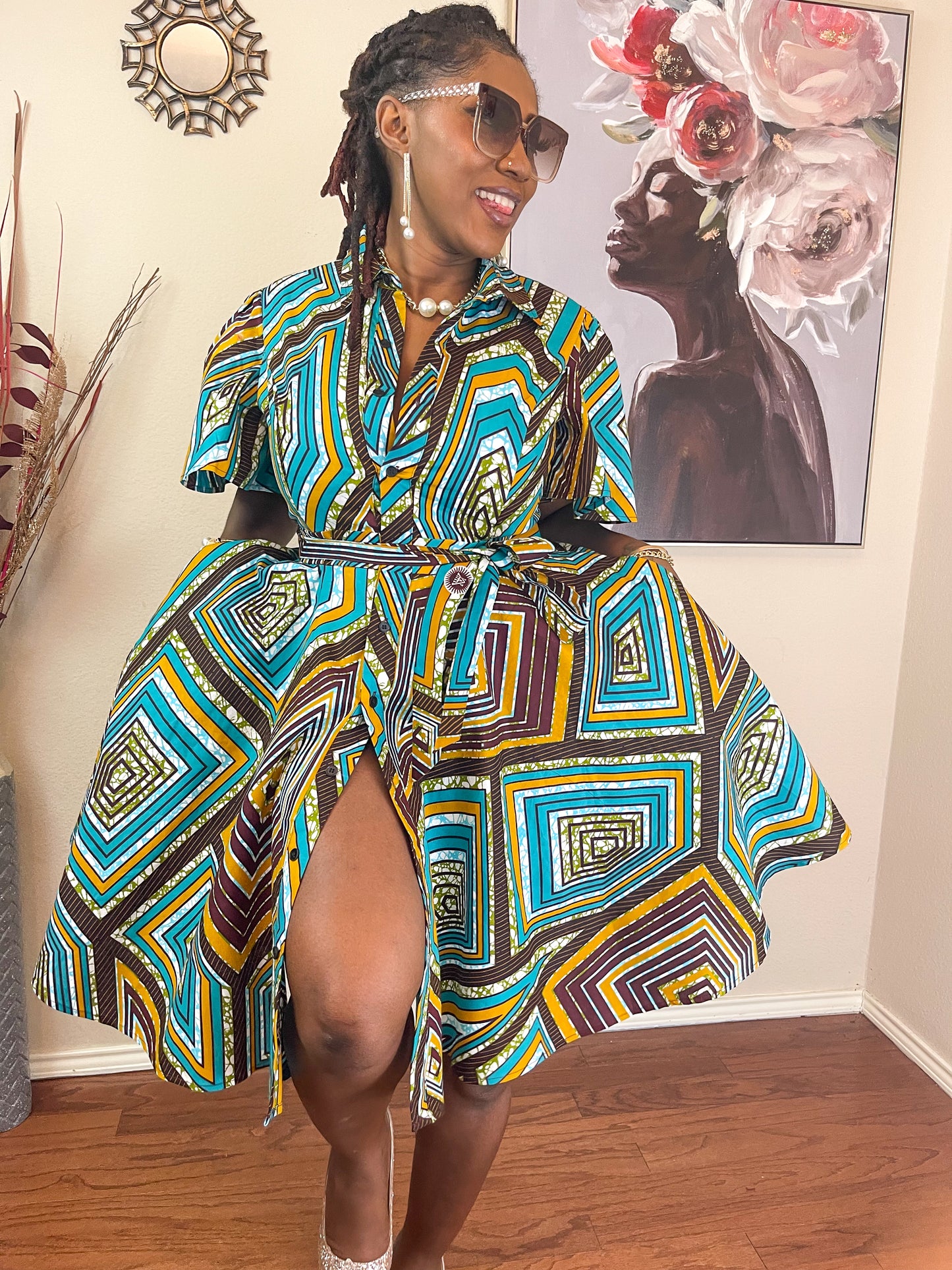 TRENDY AFRICAN CLASSIC-COLLAR DRESS