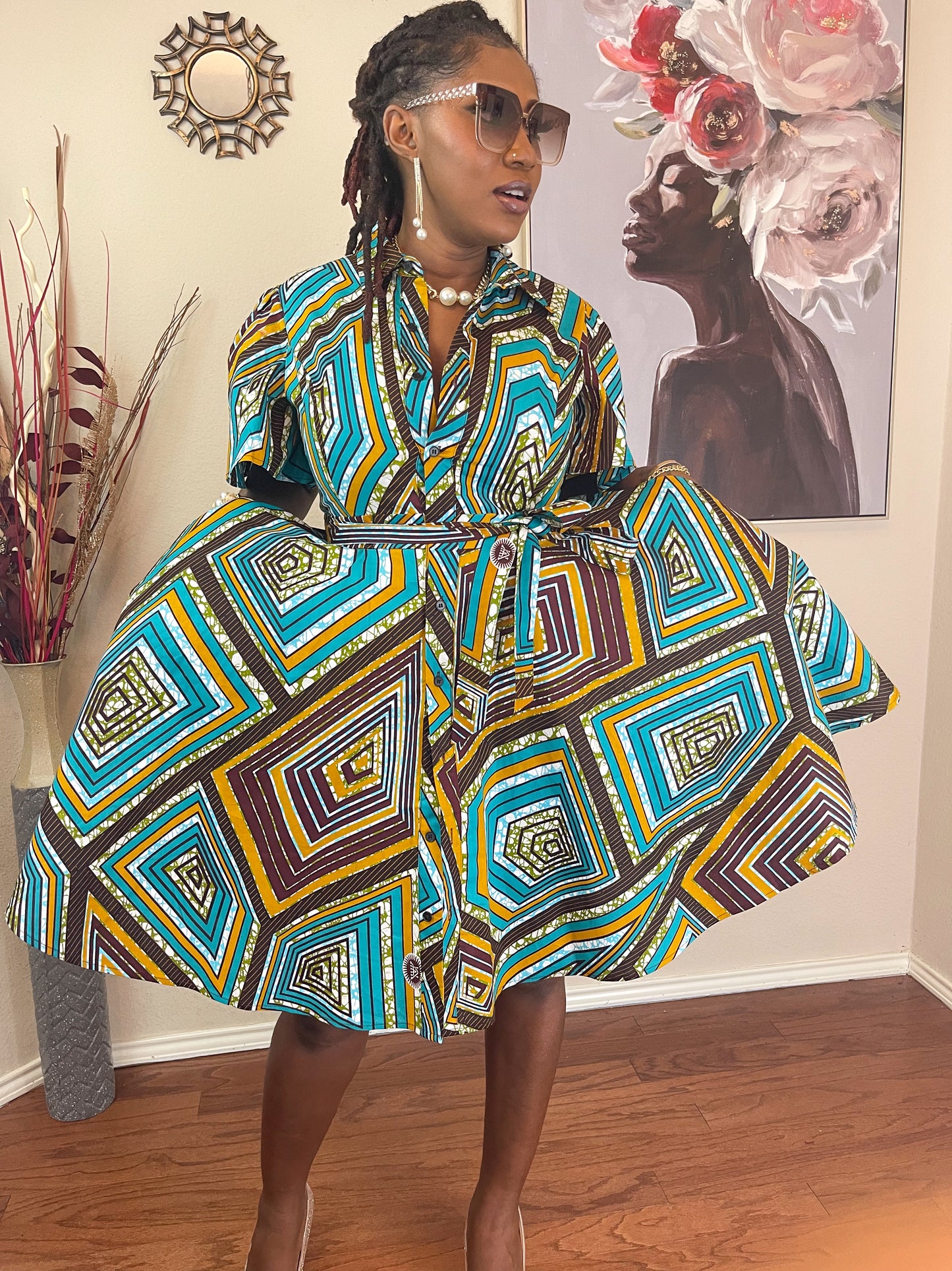 TRENDY AFRICAN CLASSIC-COLLAR DRESS