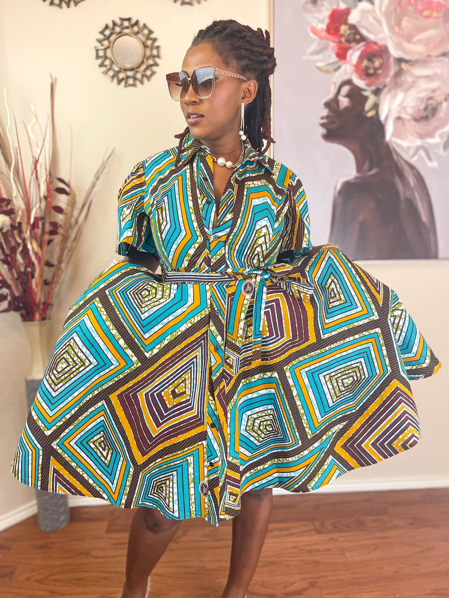 TRENDY AFRICAN CLASSIC-COLLAR DRESS