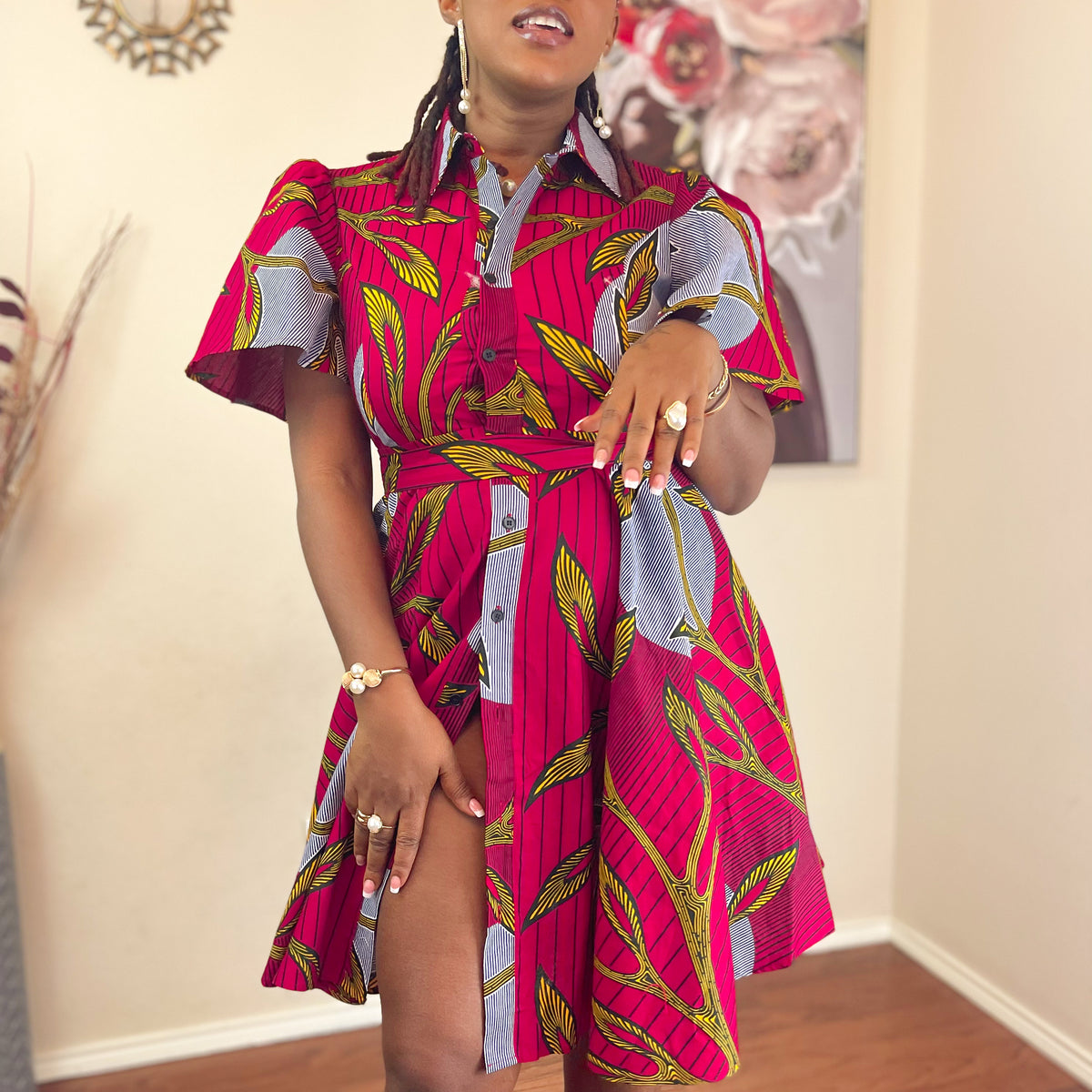 TRENDY AFRICAN CLASSIC-COLLAR DRESS