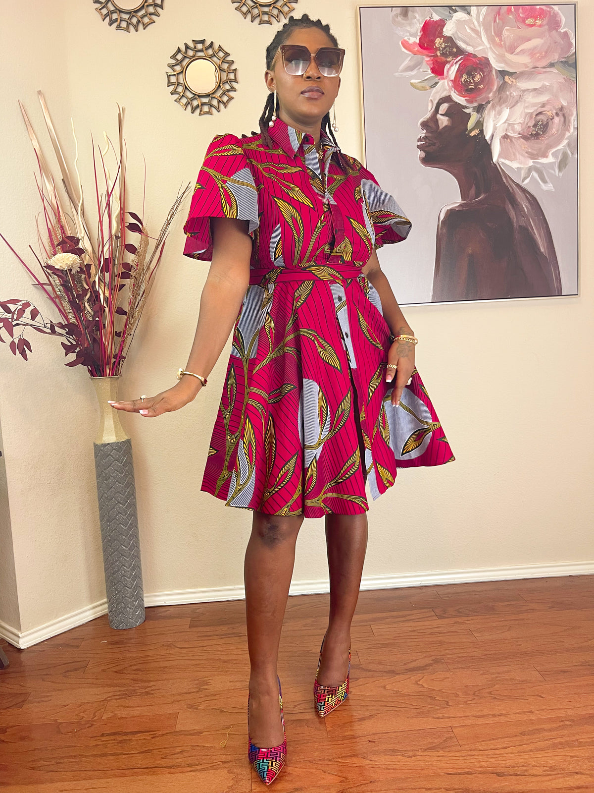 TRENDY AFRICAN CLASSIC-COLLAR DRESS