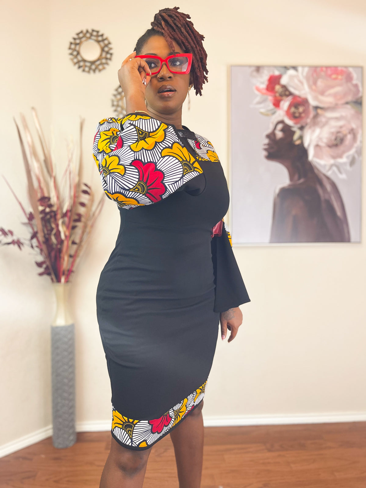 TRENDY AFRICAN BELL SLEEVE BODYCON DRESS