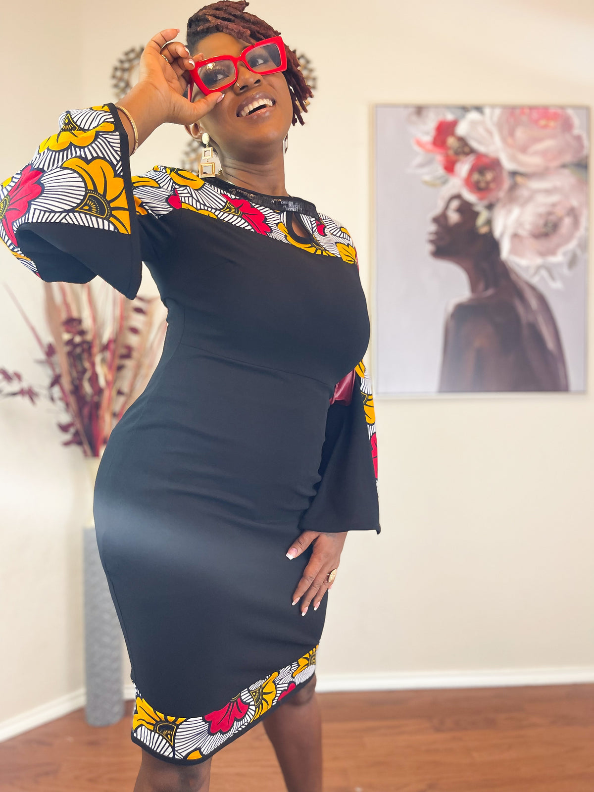TRENDY AFRICAN BELL SLEEVE BODYCON DRESS
