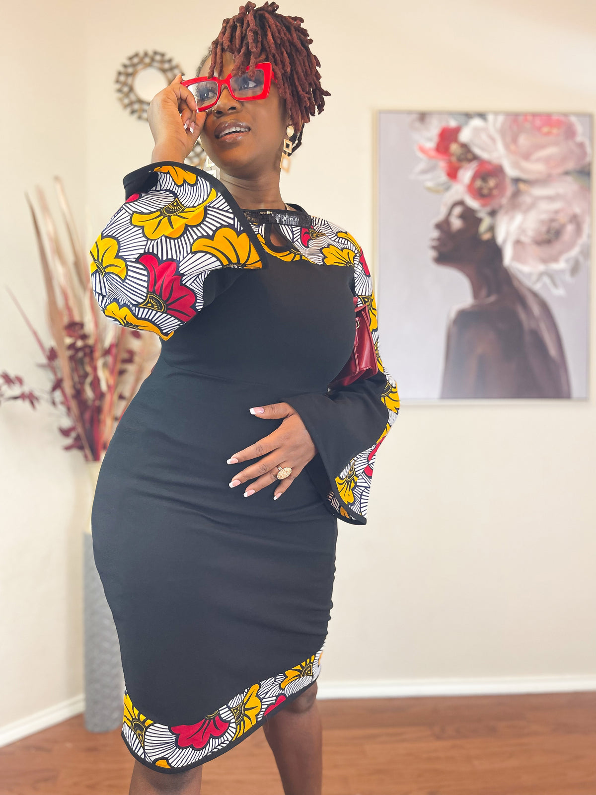 TRENDY AFRICAN BELL SLEEVE BODYCON DRESS