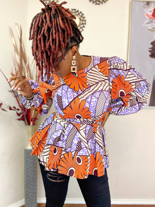 TRENDY AFRICAN DETACHABLE PEPLUM TOP