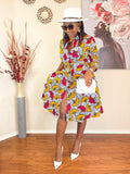 TRENDY AFRICAN BAND-COLLAR DRESS